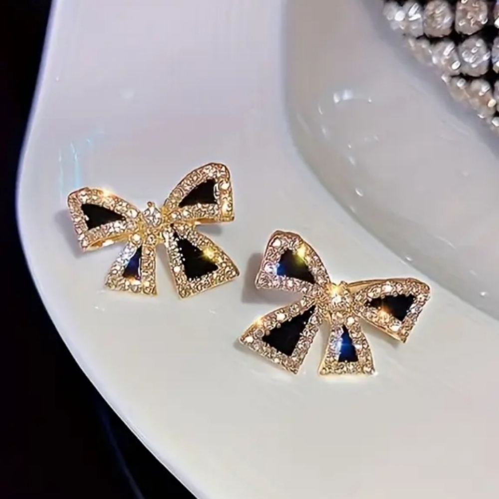 Bling Bow Earrings Full of CZ with genuine 925S Post Allergy Friendly